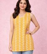 women's orange chikankari cotton kurta