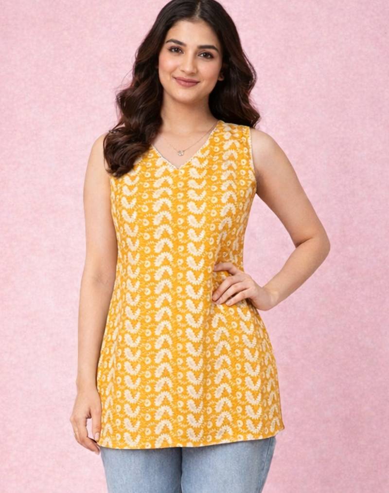 women's orange chikankari cotton kurta