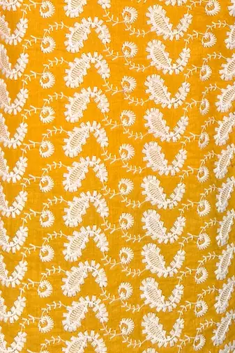 women's orange chikankari cotton kurta
