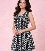 women's black chikankari cotton kurta