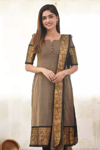 Chocolate readymade kanchi cotton v-neck top – sizes s to 3xl