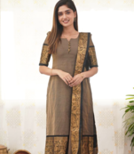 Chocolate readymade kanchi cotton v-neck top – sizes s to 3xl