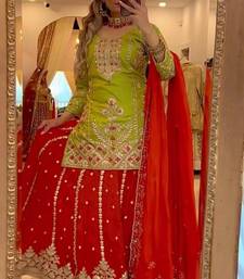 green & red festive sharara set