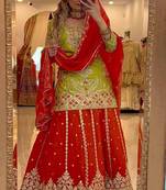 green & red festive sharara set