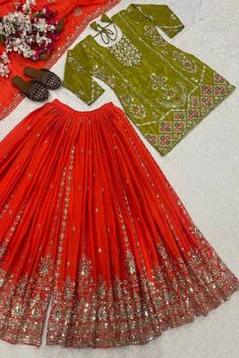 green & red festive sharara set 4