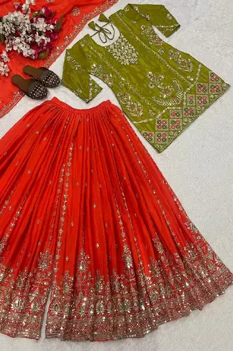 green & red festive sharara set