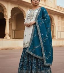 white & teal designer sharara suit