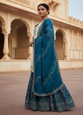 white & teal designer sharara suit 4