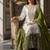 white & olive green sharara suit
