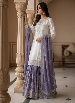 white & lavender ethnic sharara set 2