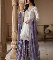 white & lavender ethnic sharara set