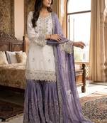 white & lavender ethnic sharara set