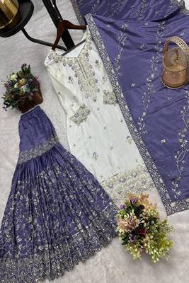 white & lavender ethnic sharara set 4