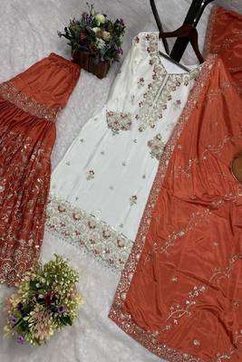 white & orange sharara suit 3