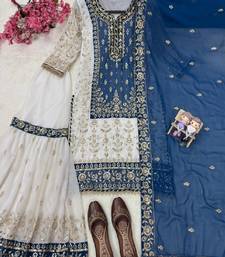 blue & ivory embroidered designer suit