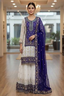 lavander & ivory embroidered designer suit 1