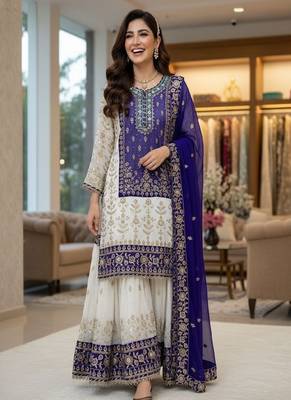 lavander & ivory embroidered designer suit 2