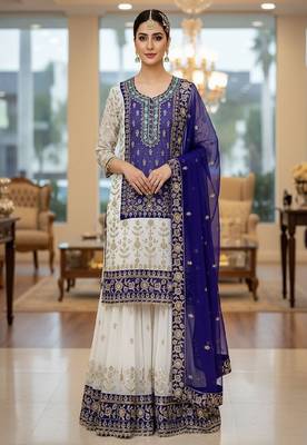lavander & ivory embroidered designer suit 3