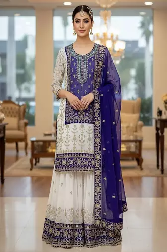 lavander & ivory embroidered designer suit