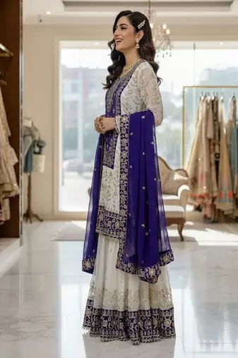 lavander & ivory embroidered designer suit