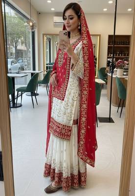 red & ivory embroidered designer suit 4