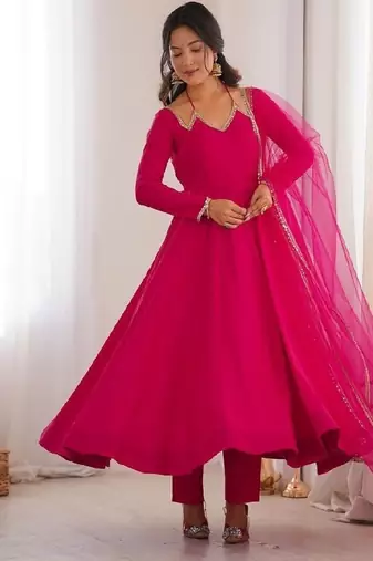 pink anarkali ethnic dress