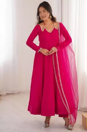 pink anarkali ethnic dress