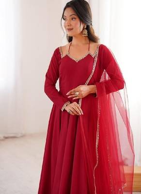 red anarkali ethnic dress 2