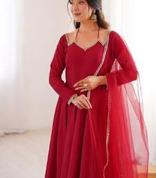 red anarkali ethnic dress