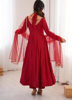 red anarkali ethnic dress 3
