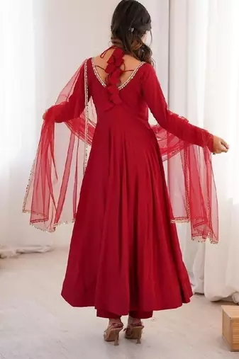 red anarkali ethnic dress
