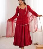 red anarkali ethnic dress