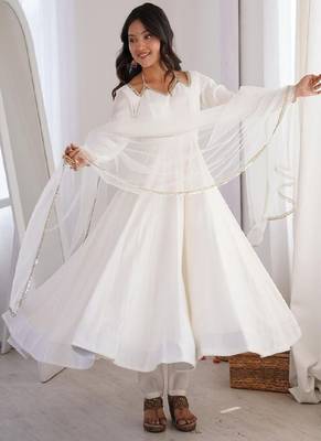 white anarkali ethnic dress 1