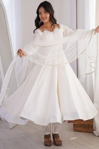 white anarkali ethnic dress