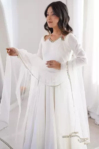 white anarkali ethnic dress