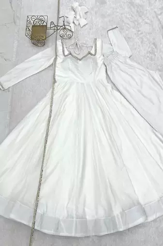 white anarkali ethnic dress