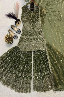 green embroidered sharara suit 2