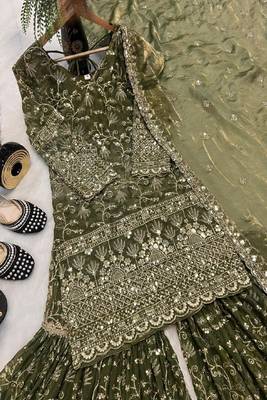green embroidered sharara suit 3