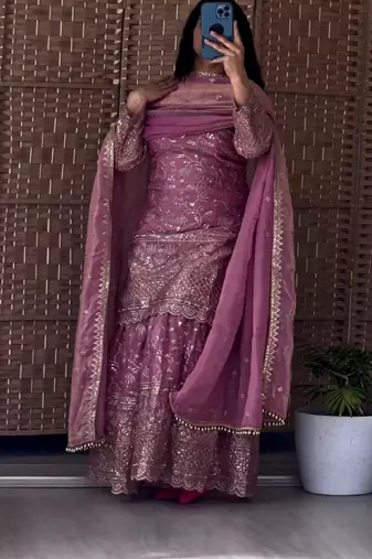 designer purple sharara suit