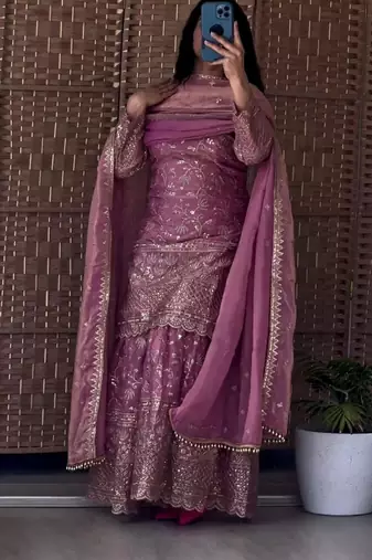 designer purple sharara suit