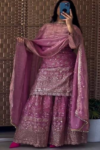 designer purple sharara suit