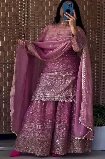 designer purple sharara suit