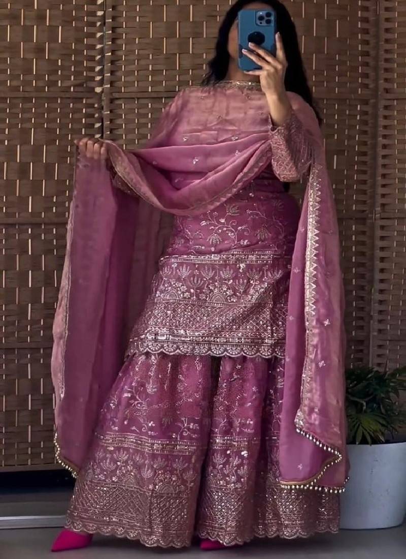 designer purple sharara suit