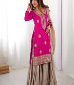 pink & beige designer sharara suit