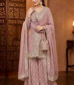soft pink designer sharara suit