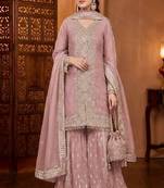 soft pink designer sharara suit