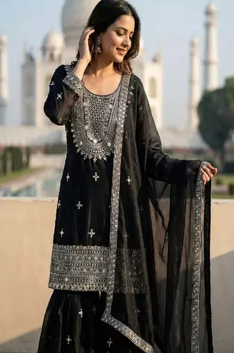 black designer ethnic suit