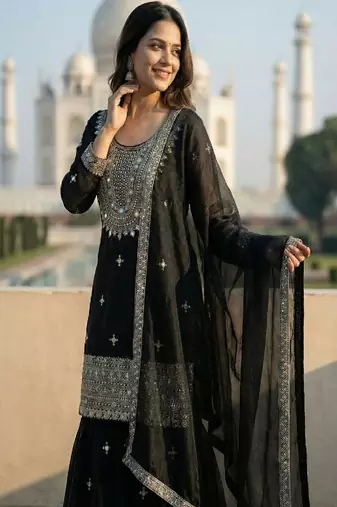 black designer ethnic suit