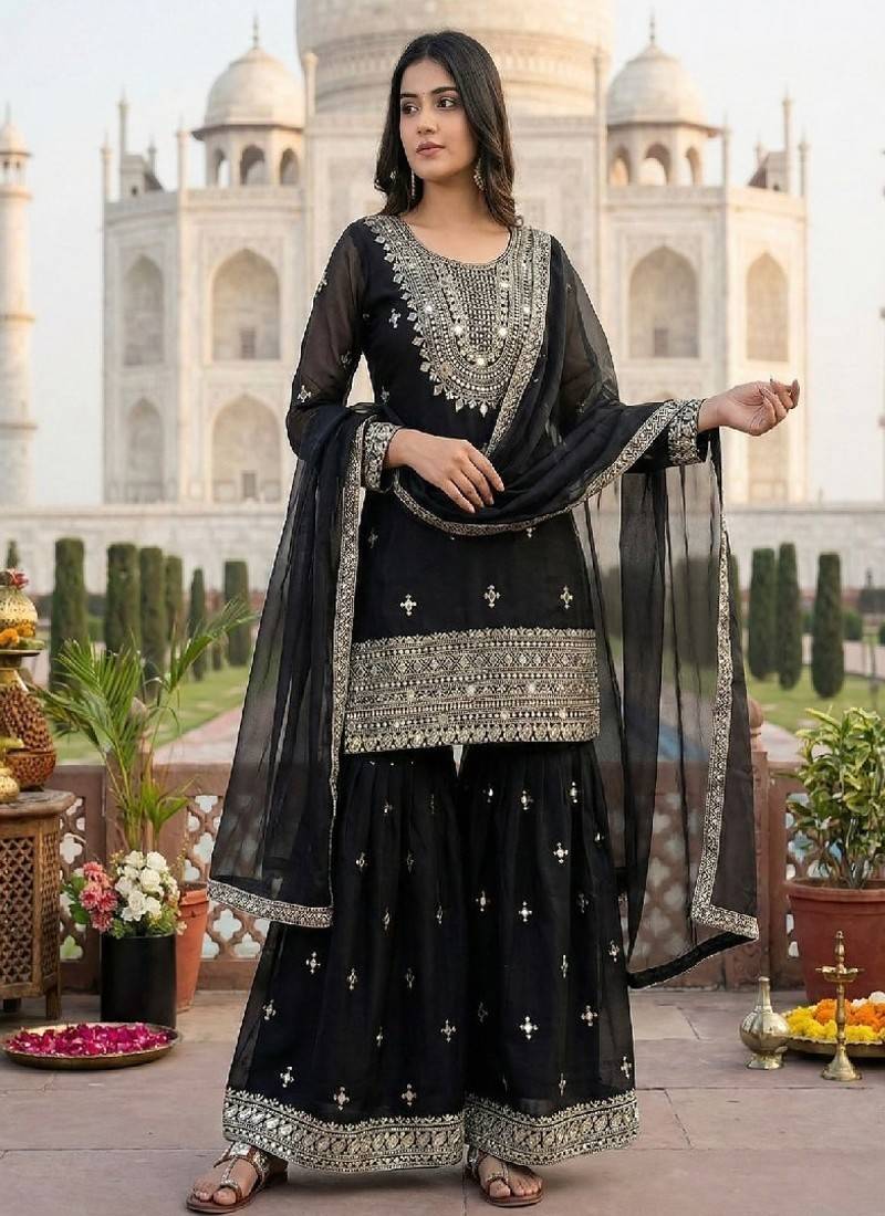 black designer ethnic suit