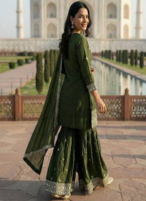 green festive sharara suit 3